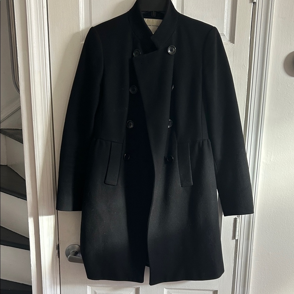 Banana republic skirted waist collar neck Black Wool peacoat